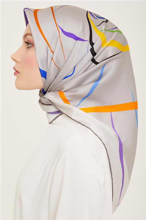Armine Geometrik Desenli Sura İpek Eşarp 24Ya9118 35