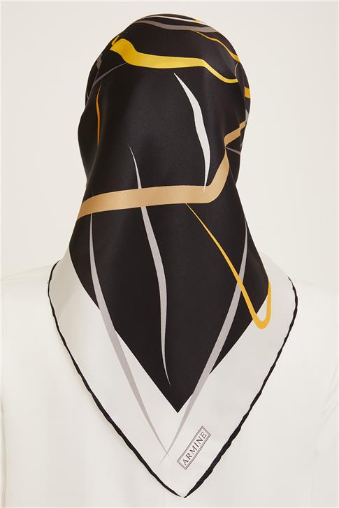 Armine Geometrik Desenli Sura İpek Eşarp 24Ya9118 37
