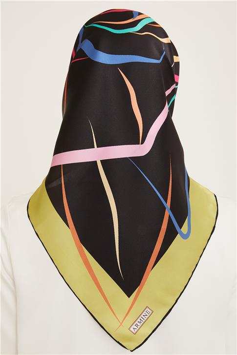 Armine Geometrik Desenli Sura İpek Eşarp 24Ya9118 58