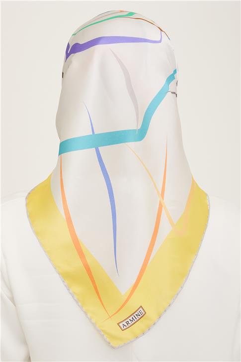 Armine Geometrik Desenli Sura İpek Eşarp 24Ya9118 84