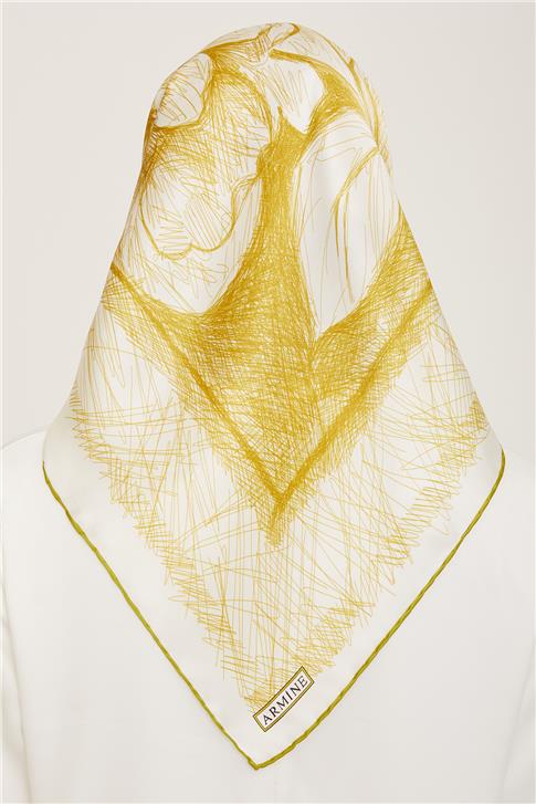 Armine Çiçek Desenli Twill İpek Eşarp 24Ya9121 1 31 