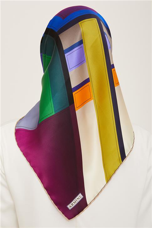 Armine Geometrik Desenli Twill İpek Eşarp 24Ya9122 55 31