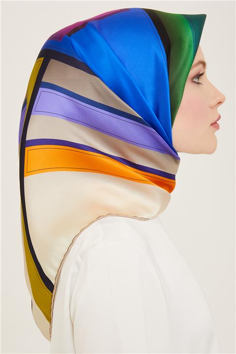 Armine Geometrik Desenli Twill İpek Eşarp 24Ya9122 55 31