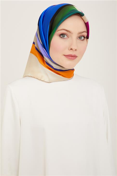 Armine Geometrik Desenli Twill İpek Eşarp 24Ya9122 55 31