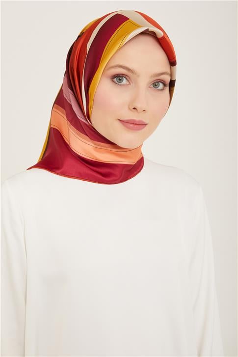 Armine Geometrik Desenli Twill İpek Eşarp 24Ya9122 55 55