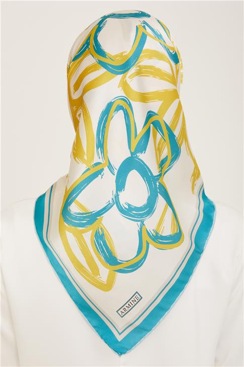 Armine Çiçek Desenli Twill İpek Eşarp 24Ya9123 5 05