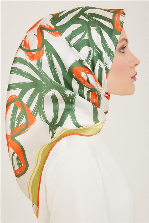 Armine Çiçek Desenli Twill İpek Eşarp 24Ya9123 5 34