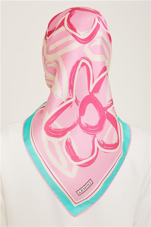 Armine Çiçek Desenli Twill İpek Eşarp 24Ya9123 5 35