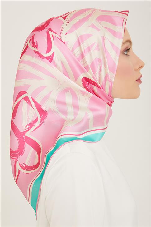 Armine Çiçek Desenli Twill İpek Eşarp 24Ya9123 5 35