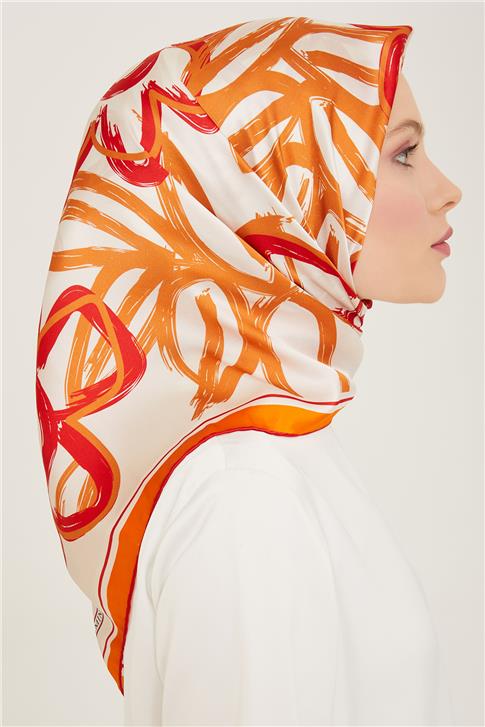 Armine Çiçek Desenli Twill İpek Eşarp 24Ya9123 5 50