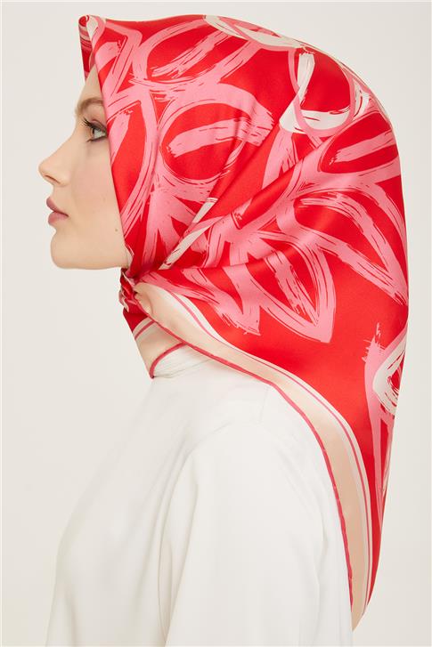 Armine Çiçek Desenli Twill İpek Eşarp 24Ya9123 5 81