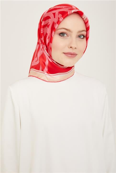 Armine Çiçek Desenli Twill İpek Eşarp 24Ya9123 5 81