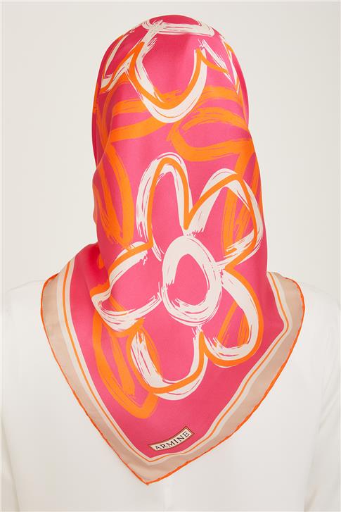 Armine Çiçek Desenli Twill İpek Eşarp 24Ya9123 5 85