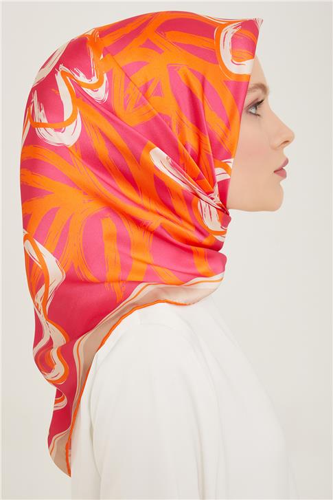 Armine Çiçek Desenli Twill İpek Eşarp 24Ya9123 5 85