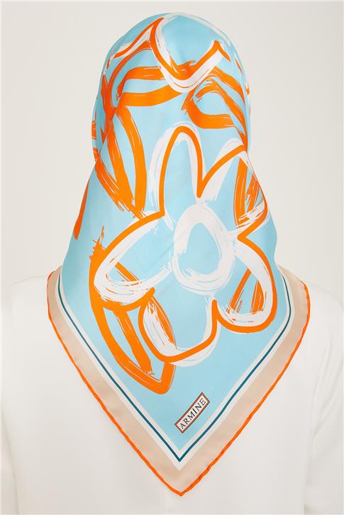 Armine Çiçek Desenli Sura İpek Eşarp 24Ya9123 5 37