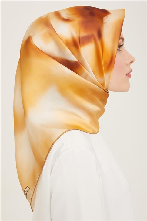 Armine Çiçek Desenli Twill İpek Eşarp 24Ya9124 82 51