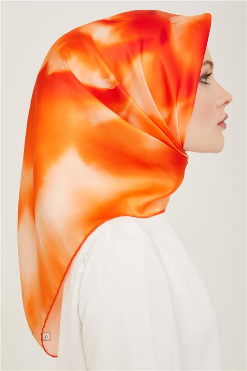 Armine Çiçek Desenli Twill İpek Eşarp 24Ya9124 82 86