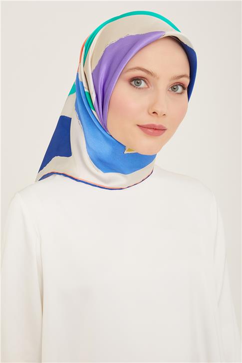 Armine Geometrik Desenli Twill İpek Eşarp 24Ya9125 83 03