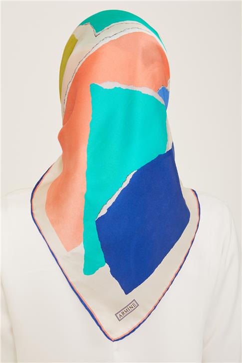 Armine Geometrik Desenli Twill İpek Eşarp 24Ya9125 83 03