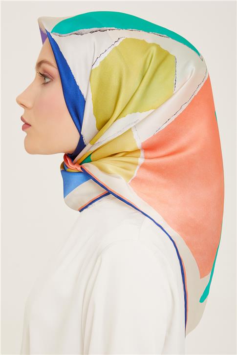 Armine Geometrik Desenli Twill İpek Eşarp 24Ya9125 83 03