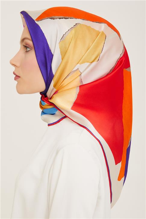 Armine Geometrik Desenli Twill İpek Eşarp 24Ya9125 83 04