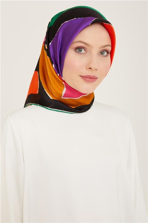 Armine Geometrik Desenli Twill İpek Eşarp 24Ya9125 83 06