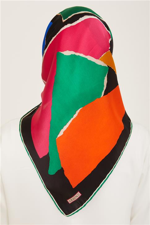 Armine Geometrik Desenli Twill İpek Eşarp 24Ya9125 83 06
