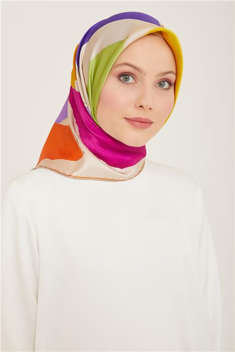 Armine Geometrik Desenli Twill İpek Eşarp 24Ya9125 83 32