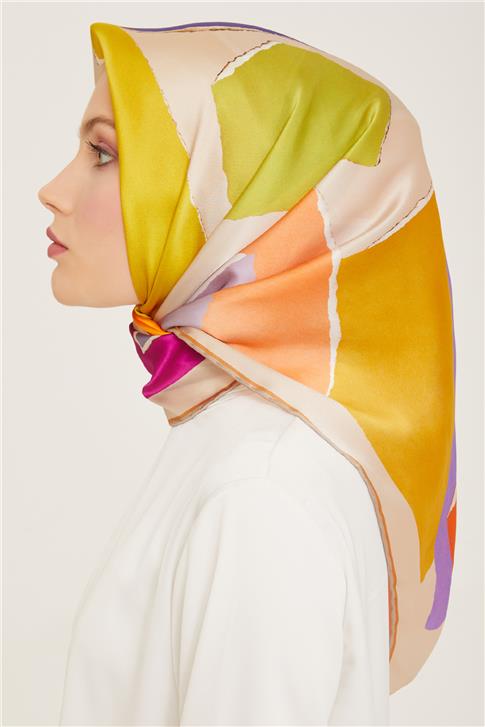 Armine Geometrik Desenli Twill İpek Eşarp 24Ya9125 83 32