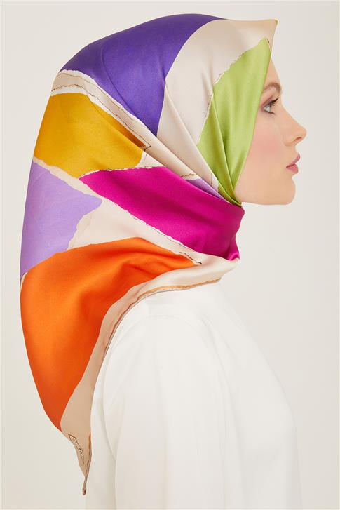 Armine Geometrik Desenli Twill İpek Eşarp 24Ya9125 83 32
