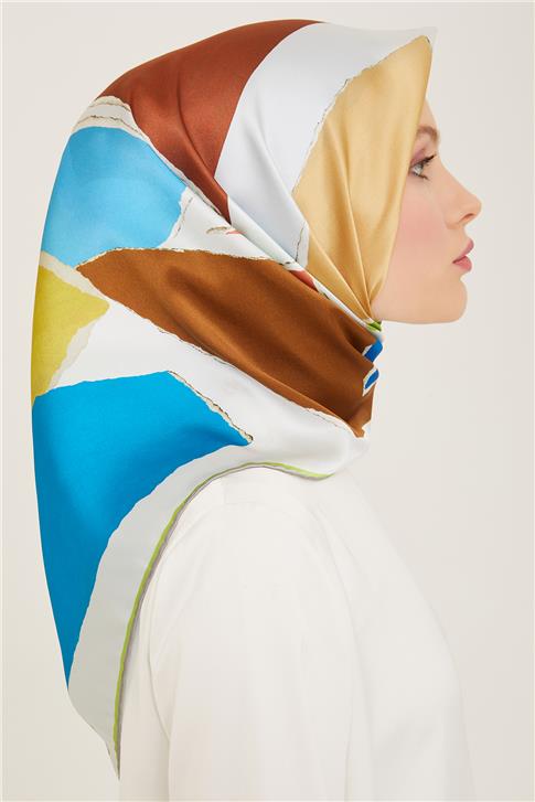Armine Geometrik Desenli Twill İpek Eşarp 24Ya9125 83 34
