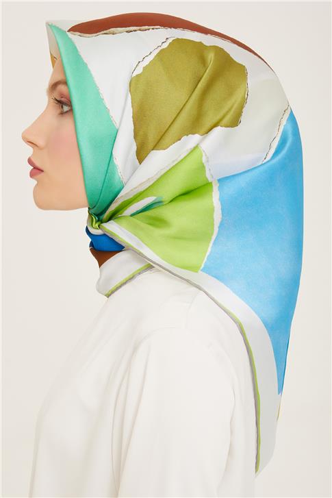Armine Geometrik Desenli Twill İpek Eşarp 24Ya9125 83 34