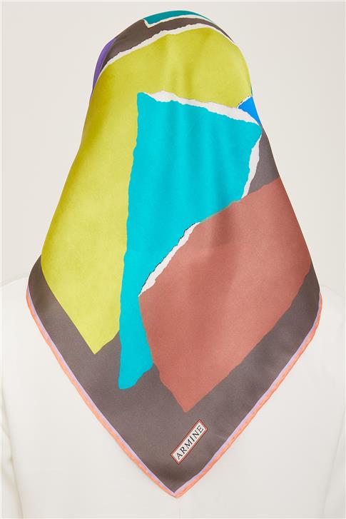 Armine Geometrik Desenli Twill İpek Eşarp 24Ya9125 83 53