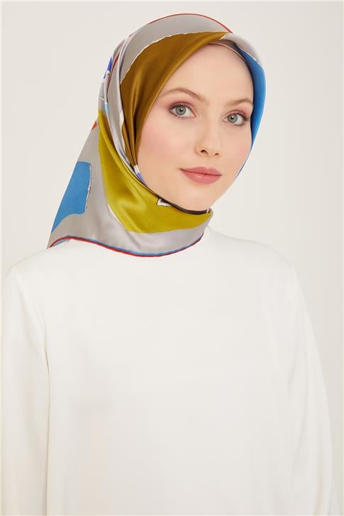 Armine Geometrik Desenli Twill İpek Eşarp 24Ya9125 83 54
