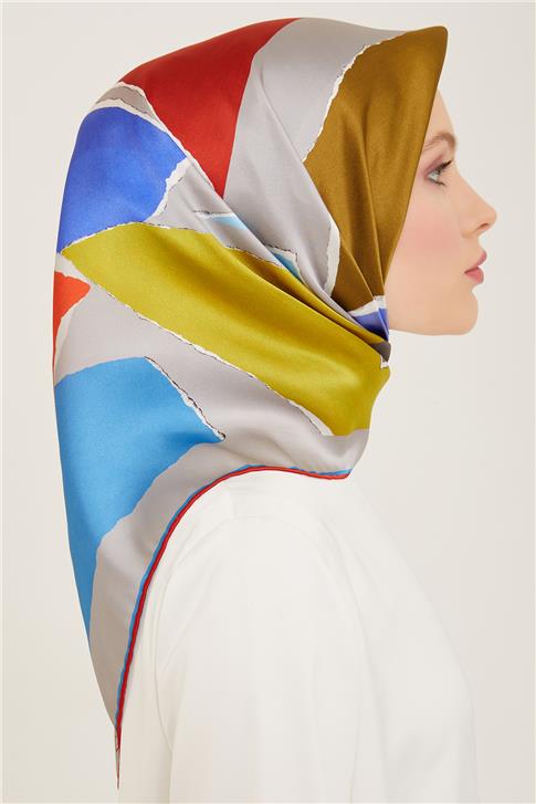 Armine Geometrik Desenli Twill İpek Eşarp 24Ya9125 83 54