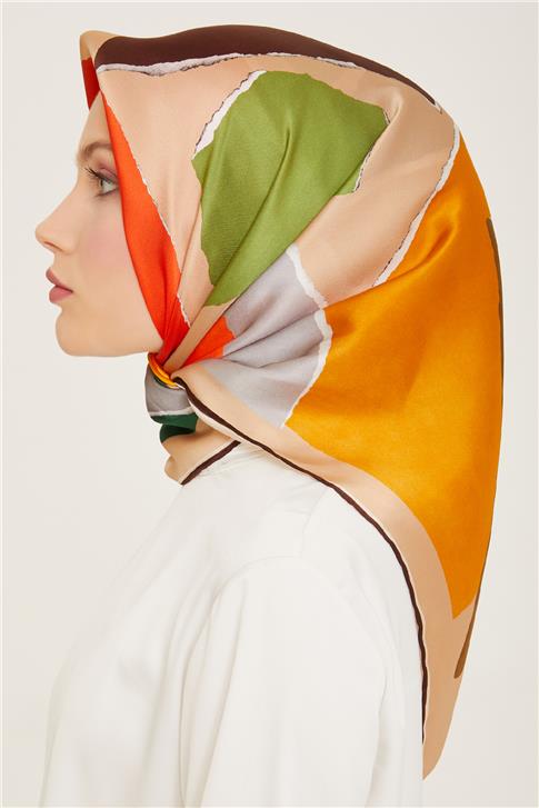 Armine Geometrik Desenli Twill İpek Eşarp 24Ya9125 83 81