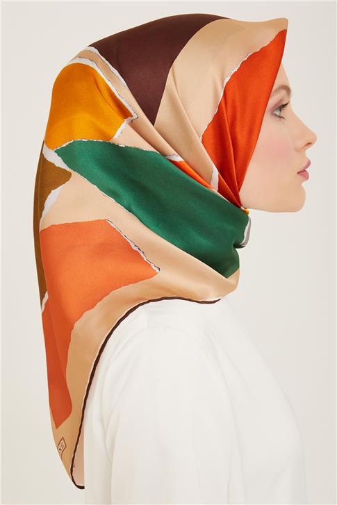 Armine Geometrik Desenli Twill İpek Eşarp 24Ya9125 83 81