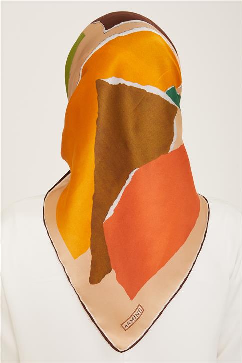 Armine Geometrik Desenli Twill İpek Eşarp 24Ya9125 83 81