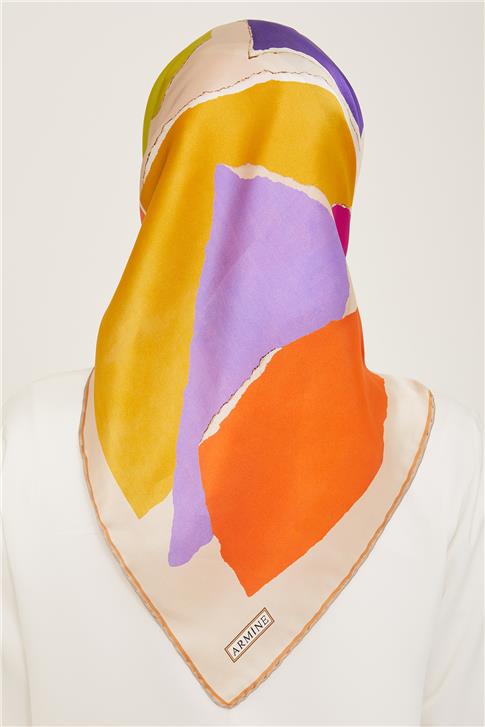 Armine Çiçek Desenli Sura İpek Eşarp 24Ya9127 31 32