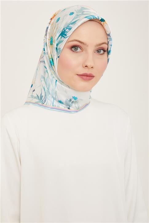 Armine Çiçek Desenli Twill İpek Eşarp 24Ya9129 36