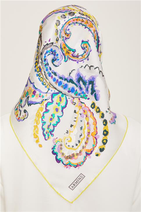 Armine Etnik Desenli Twill İpek Eşarp 24Ya9130 34 83