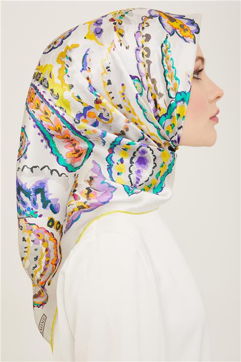 Armine Etnik Desenli Twill İpek Eşarp 24Ya9130 34 83