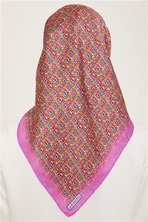 Armine Klasik Desenli Twill İpek Eşarp 24Ya9134 67 03