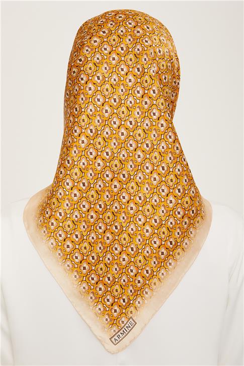 Armine Klasik Desenli Twill İpek Eşarp 24Ya9134 67 05