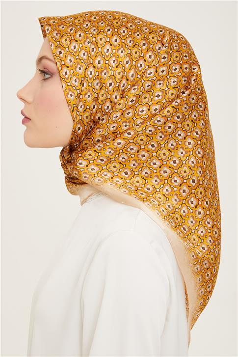 Armine Klasik Desenli Twill İpek Eşarp 24Ya9134 67 05