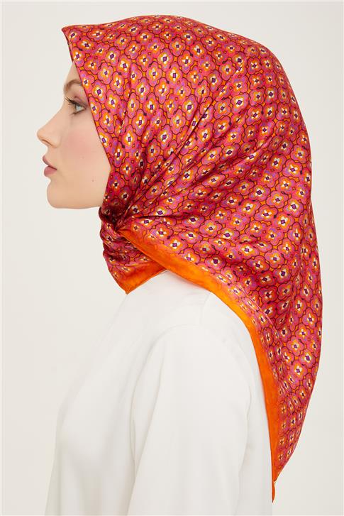 Armine Klasik Desenli Twill İpek Eşarp 24Ya9134 67 50