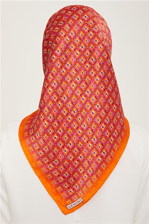 Armine Klasik Desenli Twill İpek Eşarp 24Ya9134 67 50