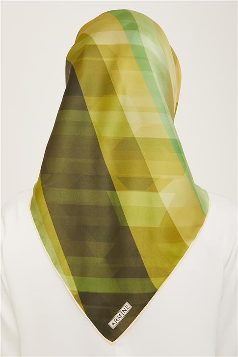 Armine Geometrik Desenli Twill İpek Eşarp 24Ya9137 55 56