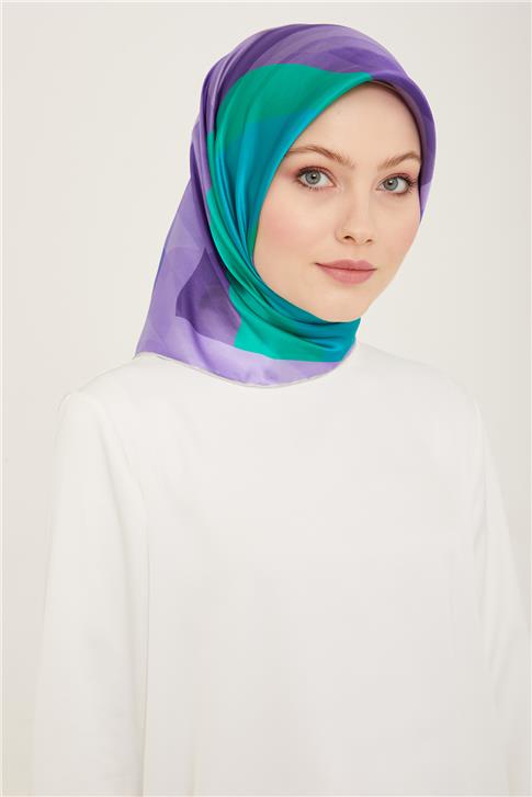 Armine Geometrik Desenli Twill İpek Eşarp 24Ya9137 55 81