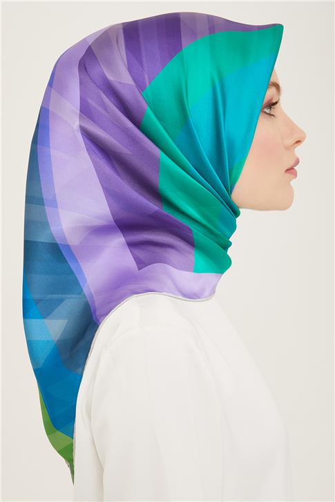 Armine Geometrik Desenli Twill İpek Eşarp 24Ya9137 55 81
